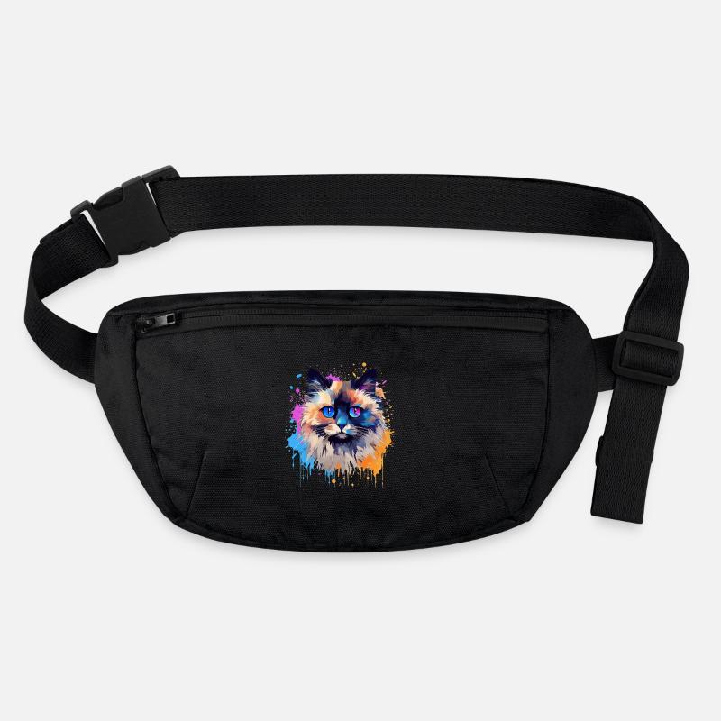 Colorful Birman Cat Face Splash Art  Stanley/Stella recycled Hip Bag 