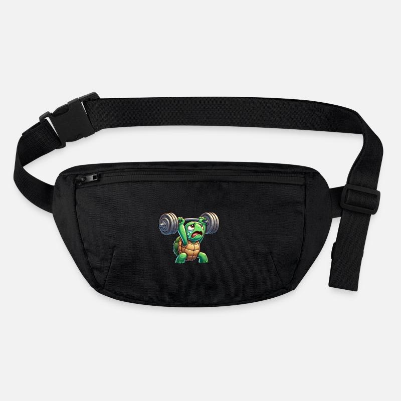 Tortue épuisée avec dessin animé d’haltères Sac banane recyclé Stanley/Stella