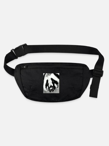 Blaireau (en allemand Dachs) dessin de portrait cool - Sac banane recyclé Stanley/Stella - noir - Devant