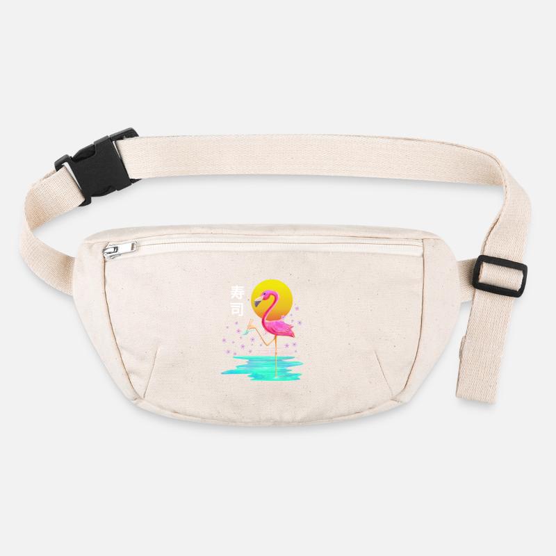 Flamant rose mangeant des sushis Vaporwave esthétique japonais Sac banane recyclé Stanley/Stella