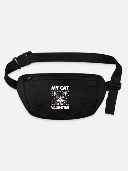 My Cat Is My Valentine - Stanley/Stella recycled Hip Bag  - black - Front