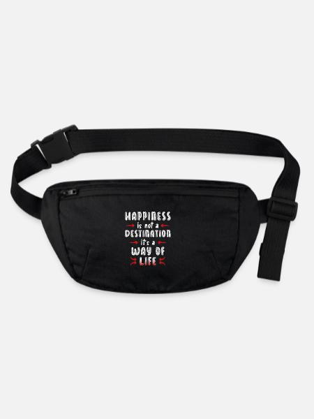 Happiness is not a destination it’s a way of life - Stanley/Stella recycelte Gürteltasche - Schwarz - Vorne
