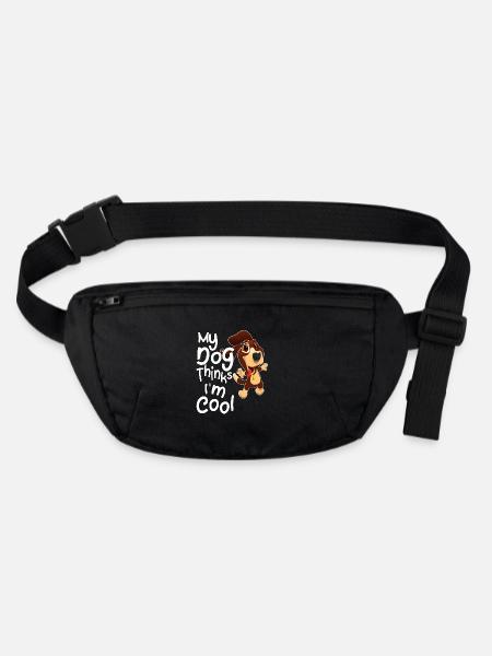 My dog thinks I'm cool - Stanley/Stella recycled Hip Bag  - black - Front