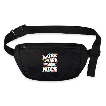 Work hard and be nice - Stanley/Stella recycled Hip Bag  - black - Front