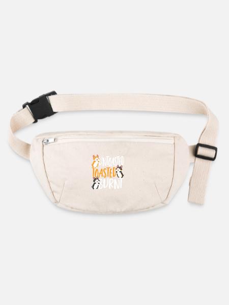 Amoureux des chiens corgi, non grillé, brûlé - Sac banane recyclé Stanley/Stella - blanc naturel - Devant