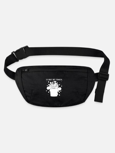 Peintre d’Art drôle, j’aime mes outils, dessin, cadeaux - Sac banane recyclé Stanley/Stella - noir - Devant