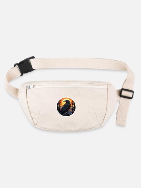 Krähe Halloween 2 - Stanley/Stella recycelte Gürteltasche - Naturweiß - Vorne