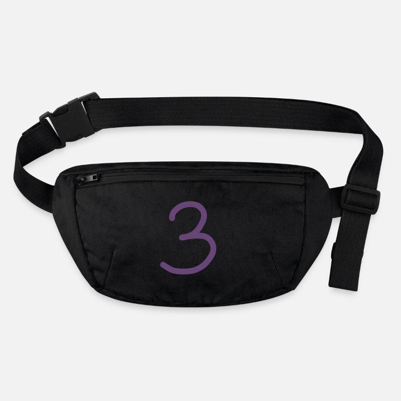 3 numéro trois numéro violet anniversaire Sac banane recyclé Stanley/Stella