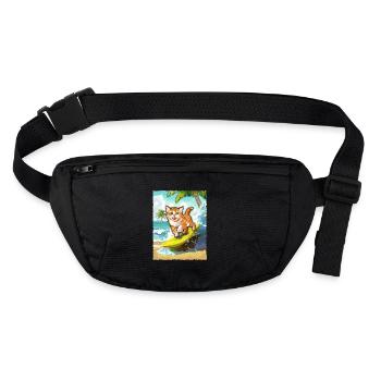 Surfing Cat - Cat Planche de surf - Sac banane recyclé Stanley/Stella - noir - Devant