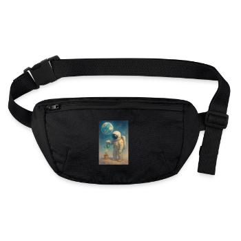 Astronaut Watering Flower Earth Space Art Fantasy - Stanley/Stella recycled Hip Bag  - black - Front