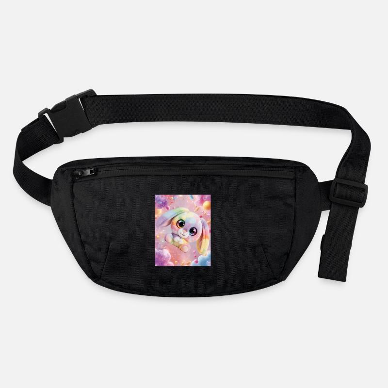Rainbow cuddly bunny in the magic room Stanley/Stella recycled Hip Bag 
