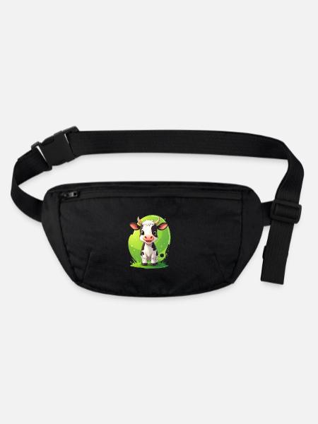 vache mignonne - Sac banane recyclé Stanley/Stella - noir - Devant