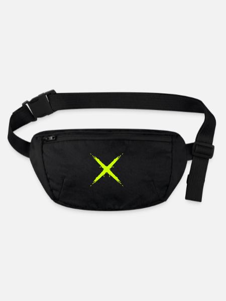 Croix design vectoriel jaune - Sac banane recyclé Stanley/Stella - noir - Devant