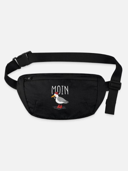Moin Möwe Seemann - Stanley/Stella recycelte Gürteltasche - Schwarz - Vorne
