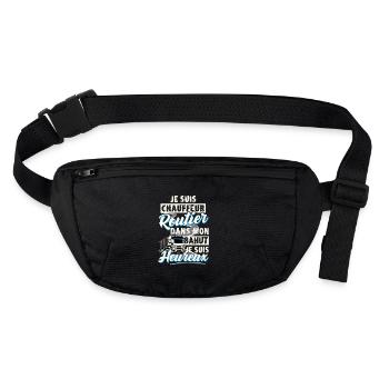 Cadeau routier humour camion chauffeur poids lourd - Sac banane recyclé Stanley/Stella - noir - Devant