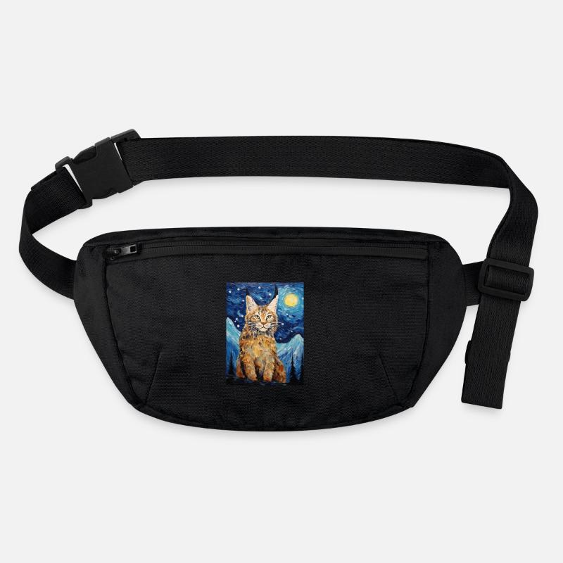 Lynx, Van Gogh, Starry Night, Animal, Big Cat Stanley/Stella recycled Hip Bag 