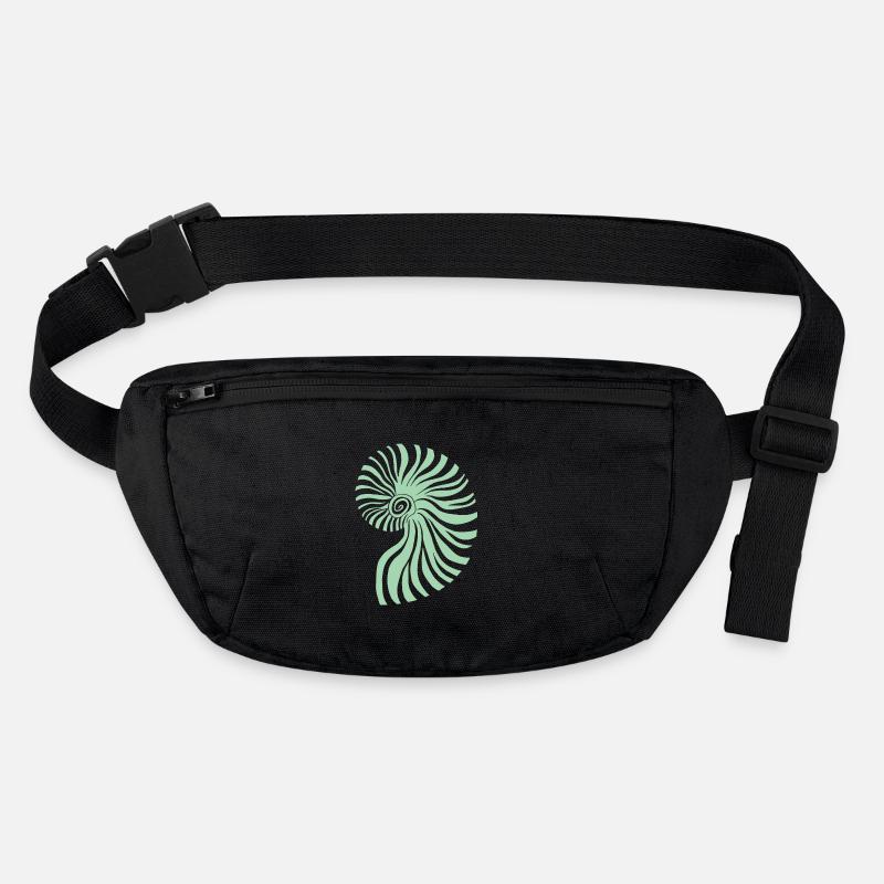 Ammonite vert pastel - Sac banane recyclé Stanley/Stella - noir