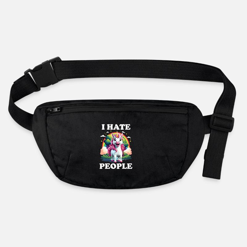 I hate People, Unicorn - Stanley/Stella recycelte Gürteltasche - Schwarz