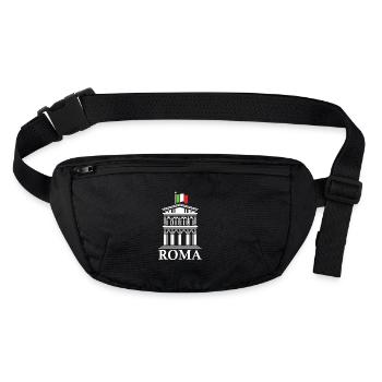Roma Design mit Fahne und römischer Baukunst - Stanley/Stella recycelte Gürteltasche - Schwarz - Vorne