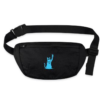 Blue Rocker Cat - Drôle de musique rock Cat Design - Sac banane recyclé Stanley/Stella - noir - Devant