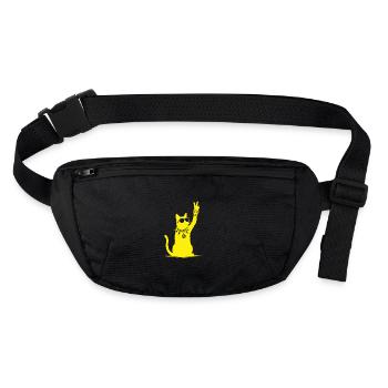 Gelbe Rocker Katze – Cooles Design für Musikfans - Stanley/Stella recycelte Gürteltasche - Schwarz - Vorne