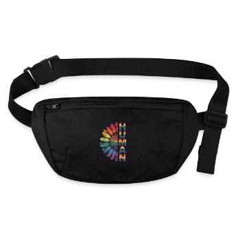 Mensch: Regenbogen der Vielfalt - Stanley/Stella recycelte Gürteltasche - Schwarz - Vorne