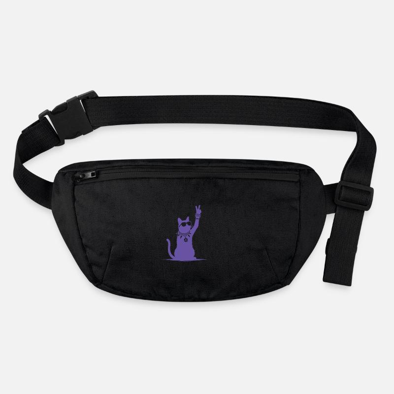 Lila Rocker Katze Silhouetten Design - Stanley/Stella recycelte Gürteltasche - Schwarz