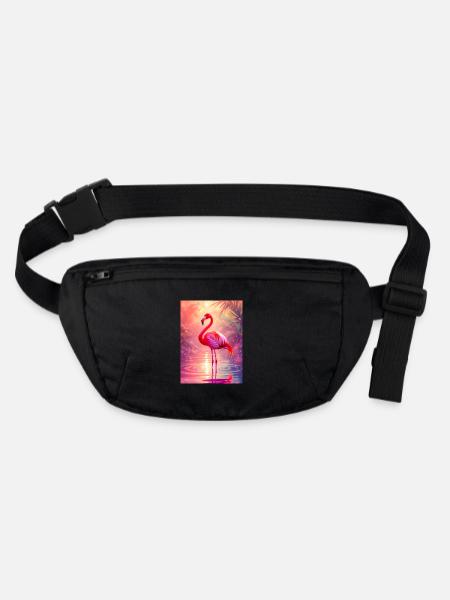 Flamingo – Geist der Anmut und Farbe - Stanley/Stella recycelte Gürteltasche - Schwarz - Vorne