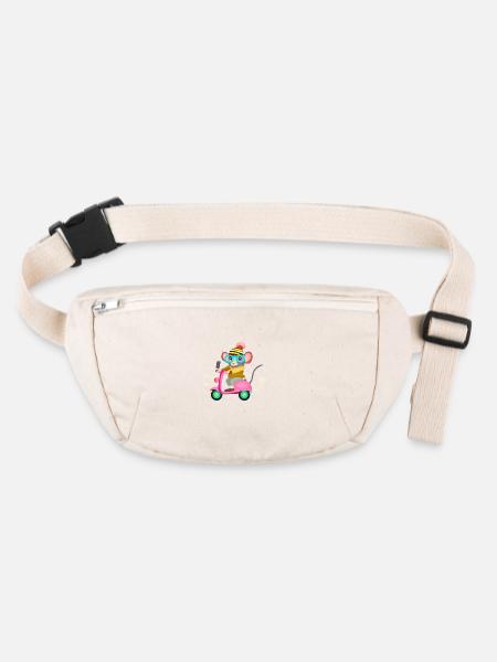 petite souris en scooter - Sac banane recyclé Stanley/Stella - blanc naturel - Devant