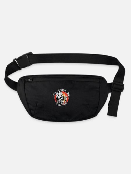 Live Laugh Die Funny Halloween Skeleton Sarcastic - Stanley/Stella recycled Hip Bag  - black - Front