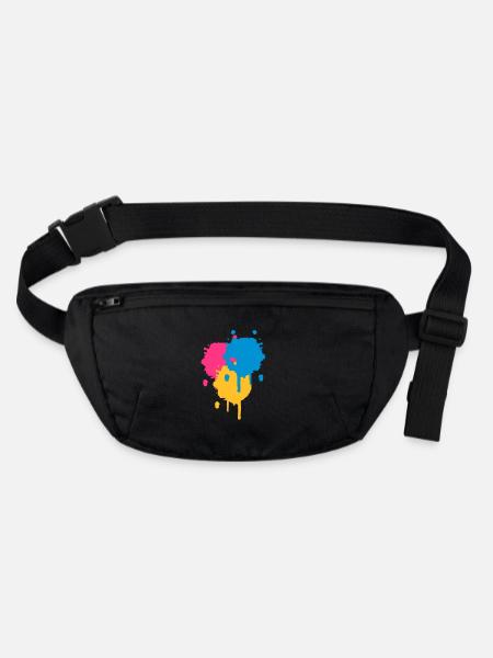 Drei bunte Farbflecken im Graffiti Stil - Stanley/Stella recycelte Gürteltasche - Schwarz - Vorne