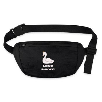 Swan Love - Stanley/Stella recycled Hip Bag  - black - Front