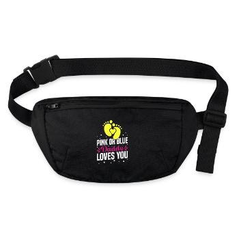 rose Ou bleu papa t’aimera - Sac banane recyclé Stanley/Stella - noir - Devant