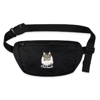 Chat beauté main coon (texte blanc) - Sac banane recyclé Stanley/Stella - noir - Devant