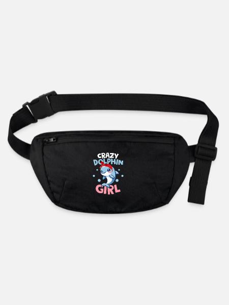 Crazy Dolphin Girl Beach Vacation Marine Biology - Stanley/Stella recycled Hip Bag  - black - Front