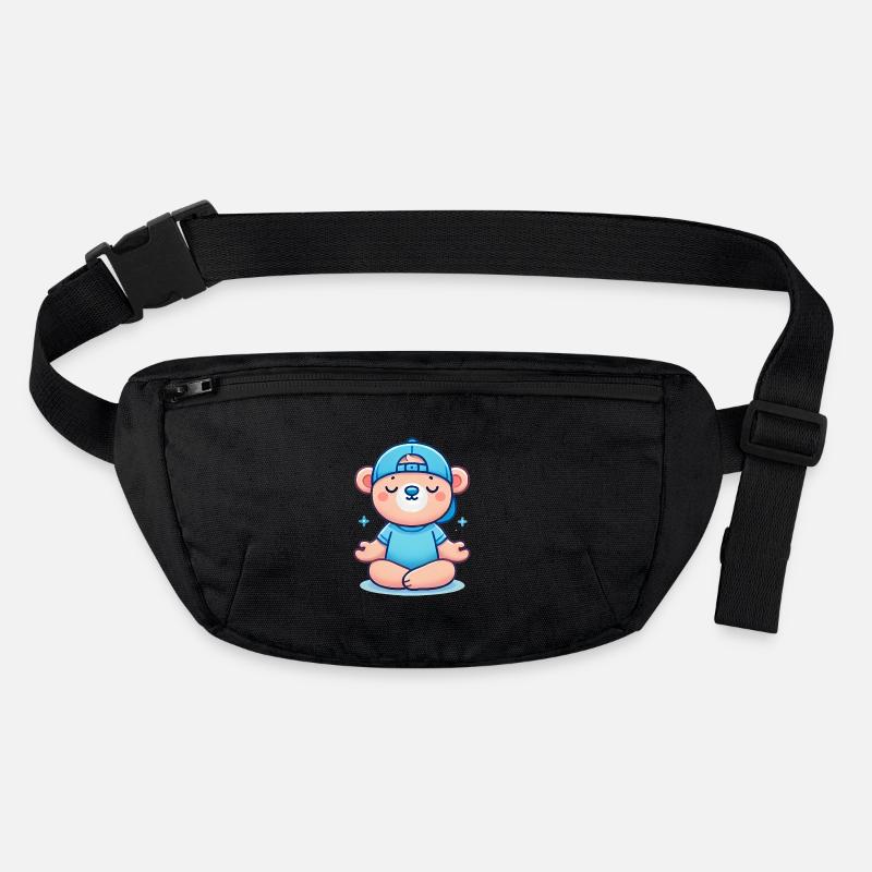 Meditating Bear in Blue Cap and Shirt Stanley/Stella recycled Hip Bag 