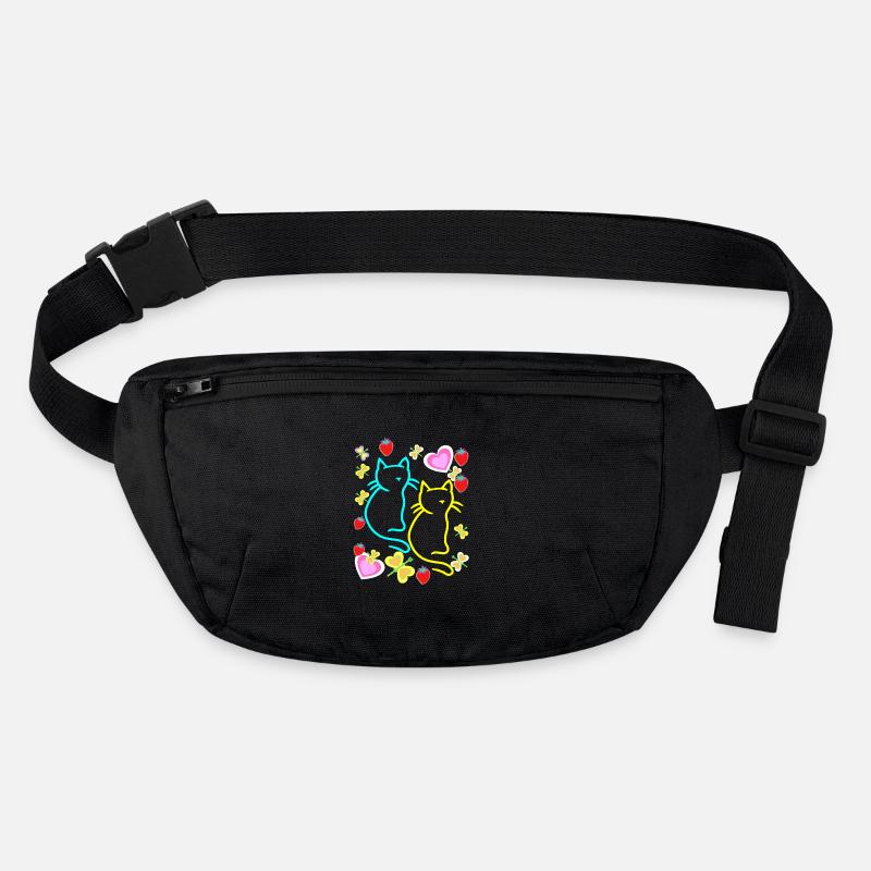 Retro Katzen Katze Herzen Erdbeeren Sommer Kinder Stanley/Stella recycelte Gürteltasche