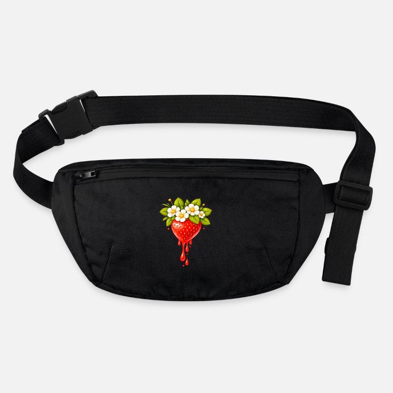 Erdbeere mit Blüten und Tropfen Stanley/Stella recycelte Gürteltasche