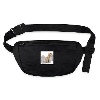 Autocollant de Noël Lhassa Apso - Sac banane recyclé Stanley/Stella - noir - Devant