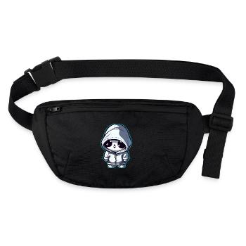 Cute ghost with hoodie - Stanley/Stella recycled Hip Bag  - black - Front