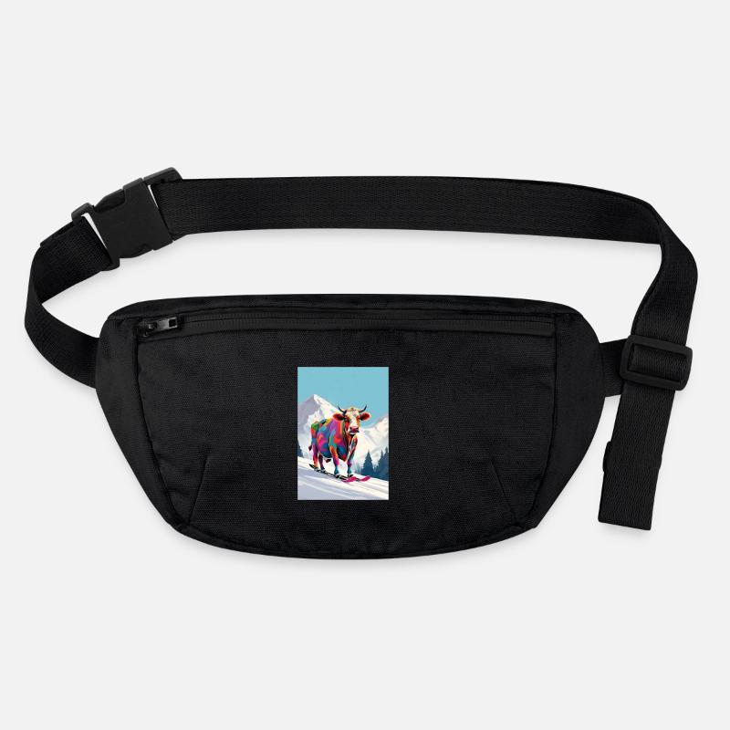 Cow on skis Stanley/Stella recycled Hip Bag 