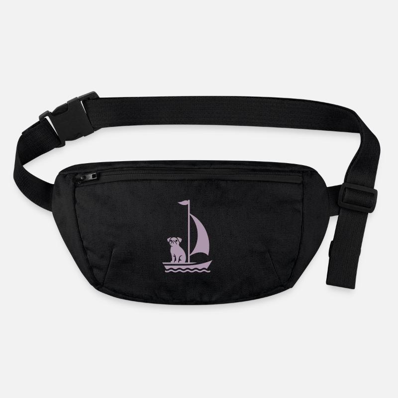 Mops im Boot Silhouette Segeln Minimalistisch Stanley/Stella recycelte Gürteltasche