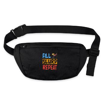 Fill, Slurp, Repeat - Cocktail Bier Party T-Shirt - Stanley/Stella recycelte Gürteltasche - Schwarz - Vorne