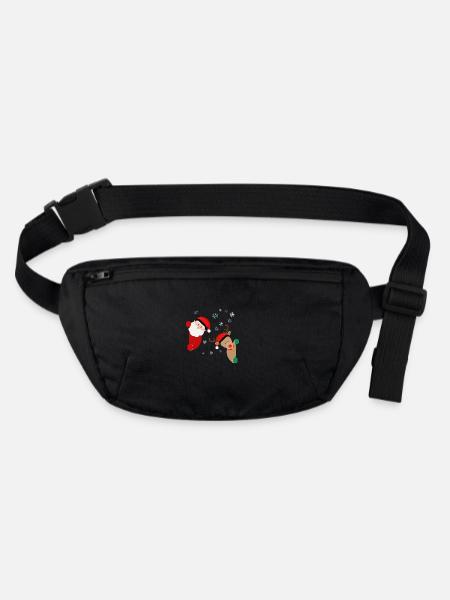 Der Weihnachtsmann und Rudolph schauen schon um d - Stanley/Stella recycelte Gürteltasche - Schwarz - Vorne
