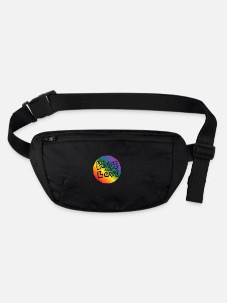 gay pride peace and love love pays flag pride - Stanley/Stella recycled Hip Bag  - black - Front