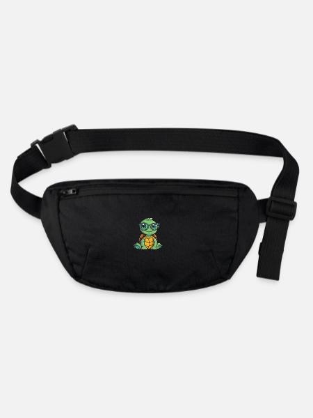 Schildkröte mit Brille Karikatur Kawaii Illustration - Stanley/Stella recycelte Gürteltasche - Schwarz - Vorne