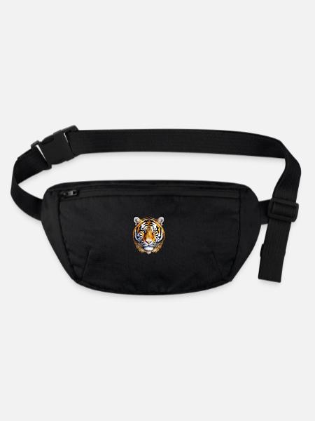 Orange tiger face - Stanley/Stella recycled Hip Bag  - black - Front