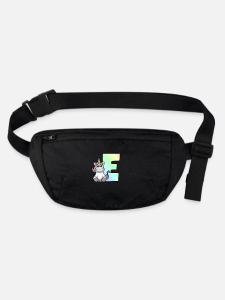 Licorne Lettre E - Sac banane recyclé Stanley/Stella - noir - Devant