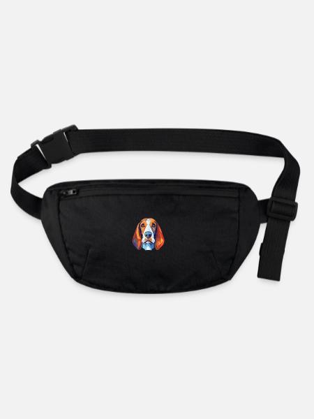 Bleu Gascogne Basset chien race aquarelle colorée - Sac banane recyclé Stanley/Stella - noir - Devant
