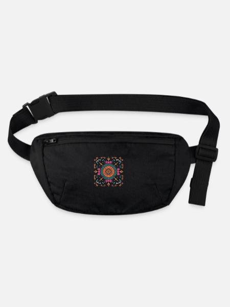 Mandala géométrique sacré Vastu Yantra - Sac banane recyclé Stanley/Stella - noir - Devant